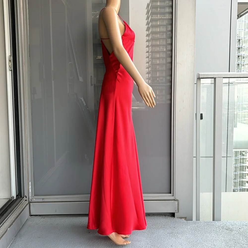 Zara 100% Silk  Red Maxi Dress - Picture 2 of 12